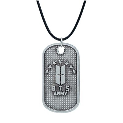 BTS Army Künye Deri ip Kolye - Gümüş Kaplama - Kadın Erkek Kolye - No:907