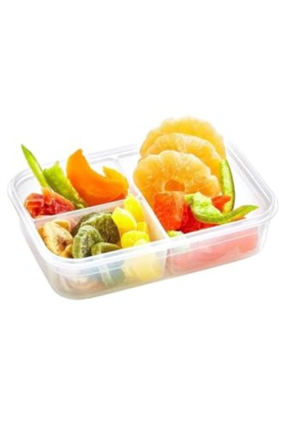 Buffer 4 Adet 3 Bölmeli Kilitli Kapaklı 1 Litre Erzak Saklama Kabı