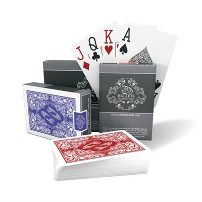 Bullets Playing Cards, 2 x 54 plastik poker kartı, ikili paket, 2 köşe işareti, jumbo endeksi, su geçirmez, oyun kartları