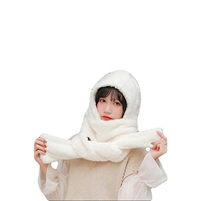 Bundera Scarf Kapşonlu Kadın Peluş Bere Atkı Kadın Welsoft Polar Boyunluk Şalı Rüzgar Geçirmez Şapka