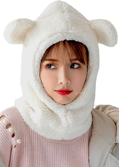 Bundera Wig Kadın Peluş Bere Kar Maskesi Boyunluk Termal Welsoft Polar Şapka Atkı Rüzgar Geçirmez