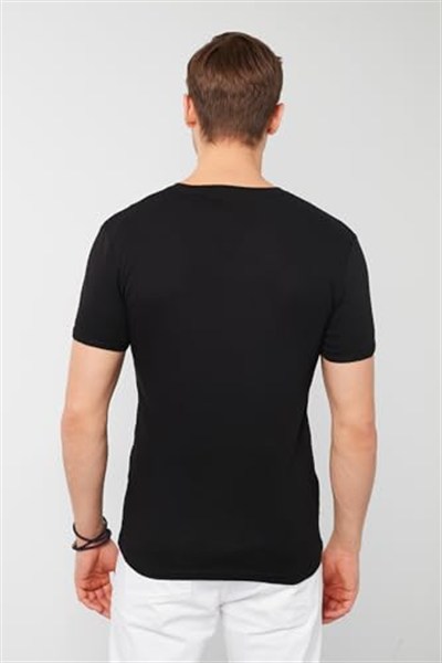 Buratti% 100 Pamuklu V Yaka T Shirt ERKEK T SHİRT 5902122 SİYAH M