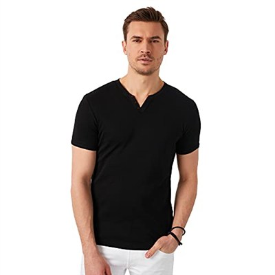 Buratti% 100 Pamuklu V Yaka T Shirt ERKEK T SHİRT 5902122 SİYAH M