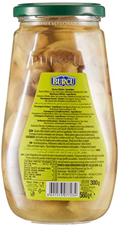 Burcu Gıda 560 Gr Mantar Konservesı (Butun)