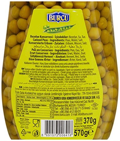 Burcu Gıda 570 Gr Bezelye Konser Vesı