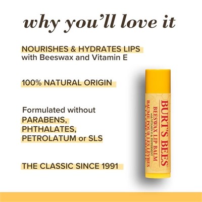 Burts Bees Beeswax Dudak Bakım Kremi - Nane Ferahlığı - Seçenekler: 4.25 g (Confezione da 1)...