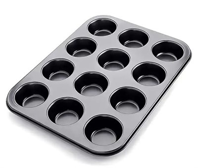 Busstier 12 Bölmeli Premium Metal Muffin ve Cupcake Tepsisi - Yapışmaz, Eşit Pişirme Özellikli Kalıp