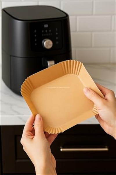 Busstier Airfryer Pişirme Kağıdı, Fritöz Yağlı Kağıdı, Yanmaz Kağıt 50 Adet (Kare)