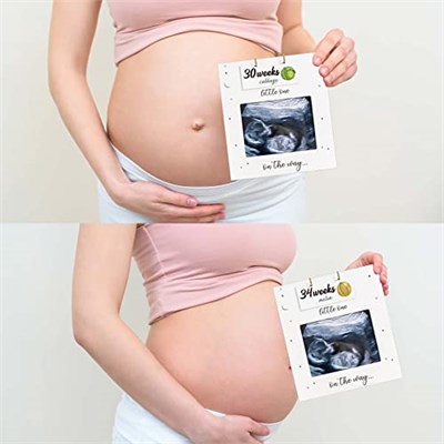 BUULUE Ultrason resim çerçevesi, Haftalık Göbek Yumruğu Meyve ve Sebze İşaretleri ile Sonogram Resim Çerçevesi, Ebeveynlerin Hamile Kadınlar için Eşsiz Hediyeler Olmasını Bekliyor, Bebek Büyümesini Ta