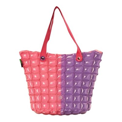 Büyük Boy XXL Su Geçirmez Fermuarlı Katlanabilir Plaj Çantası, Pembe ve Mor