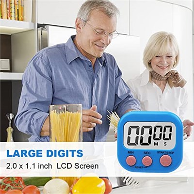 Büyük LCD Ekran Dijital Pişirme Zamanlayıcı Mutfak Zamanlayıcı Geri Sayım ve Kronometre ile. Yemek pişirme, Fitness, Çocuk Çalışması İçin Büyük Bip Sesli Alarm (MAVİ)