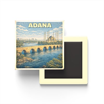 Buzdolap Magneti - Türkiye - Adana - Retro Tema - 9x9 cm