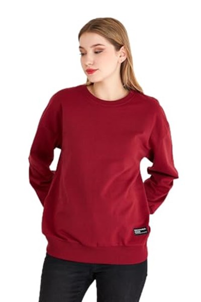 BY COMEOR Kadın Basic Bisiklet Yaka Regular Fit Rahat Sweatshirt