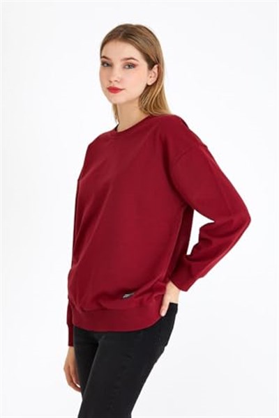 BY COMEOR Kadın Basic Bisiklet Yaka Regular Fit Rahat Sweatshirt