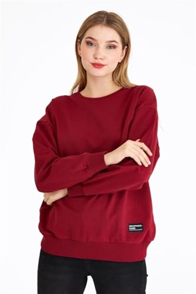 BY COMEOR Kadın Basic Bisiklet Yaka Regular Fit Rahat Sweatshirt