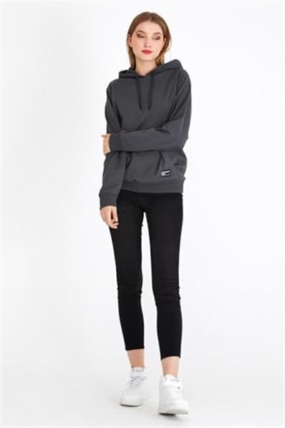 BY COMEOR Kadın Basic Kapüşonlu Regular Fit Rahat Sweatshirt