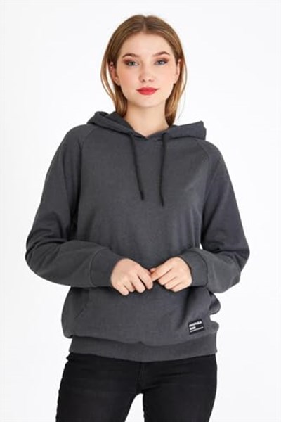 BY COMEOR Kadın Basic Kapüşonlu Regular Fit Rahat Sweatshirt