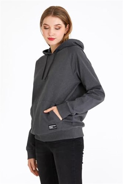 BY COMEOR Kadın Basic Kapüşonlu Regular Fit Rahat Sweatshirt