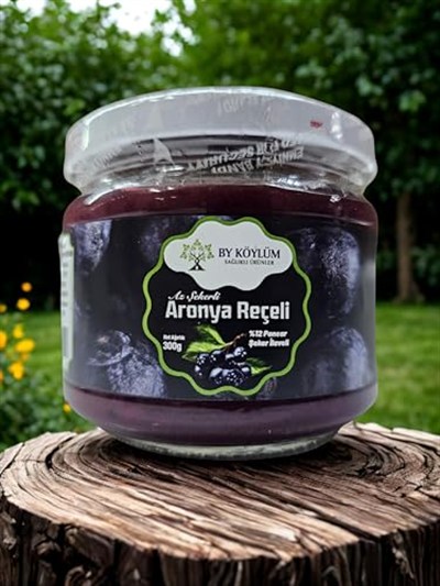 By Köylüm Aronya Reçeli, Az Şekerli,%12 Pancar Şeker İçerikli, Özel Seri, 300g Cam Kavanoz