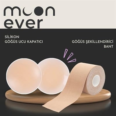By StopEver Göğüs Şekillendirici Bant + Silikon Göğüs Ucu Kapatıcı – Ten Rengi, Kendinden Yapışkanlı, Dik Görünüm ve Tam Kapsama İçin 2’li Set, 5m Bant + 1 Çift Kapatıcı