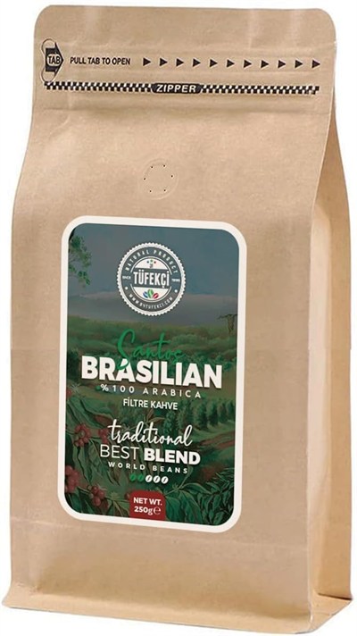 By Tüfekçi %100 Arabica Brasilian Santos Öğütülmüş Filtre Kahve 250 Gr Clipsli Ambalaj