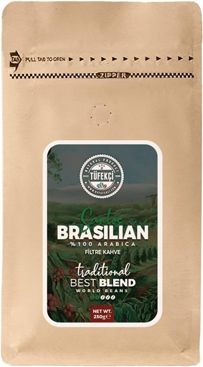 By Tüfekçi %100 Arabica Brasilian Santos Öğütülmüş Filtre Kahve 250 Gr Clipsli Ambalaj