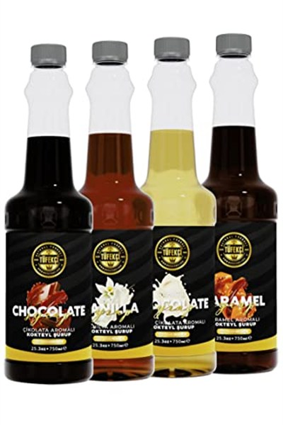 By Tüfekçi Avantajlı Şurup Deneme Seti 4X750 ml (Karamel-Beyaz Çikolata-Çikolata-Vanilya)
