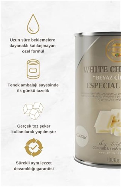 By Tüfekçi Beyaz Sıcak Çikolata 1000 Gr Teneke