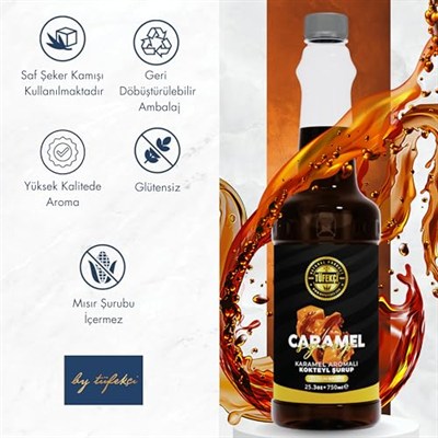 By Tüfekçi Esmer Şeker Aromalı Kahve, Pasta Ve Kokteyl Şurup 750ml Ve Şurup Pompası Avantajlı Set