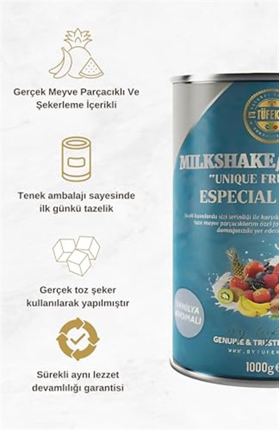 By Tüfekçi Vanilya Milkshake ve Smoothie İçecek Tozu 1000 Gr – Yoğun Vanilya Aroması, Kafe Tipi, Pratik Karışım