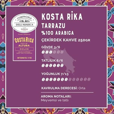 CAFFÈ CORSINI 1950 Kosta Rika Altura%100 Arabica Çekirdek Kahve 250GR