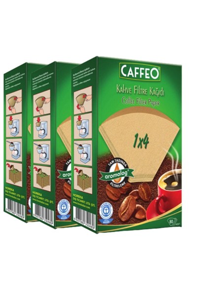 Caffeo 1x4 Kahve Filtresi Kağıdı Paket İçi 80 Filtre (3 PAKET-240 ADET)