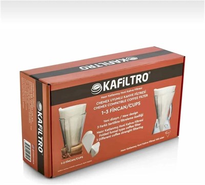 Caffeo CH1-3 Chemex Uyumlu 1-3 Cups Kahve Filtresi Kağıdı(Paket İçi 100 Filtre), Siyah