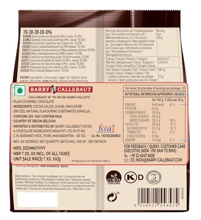 Callebaut 70-30-38 ekstra bitter çikolata 400 g