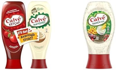 Calve Ketçap 610 g + Mayonez 540 g 2li Set ve Calve Soslar Ranch Sos 245 g