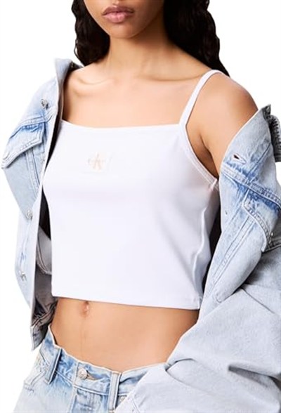 Calvin Klein A- WOVEN LABEL RIB CAMI Tişört Kadın