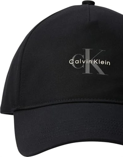 Calvin Klein Erkek Mono Logo Panel Pamuklu Şapka, Siyah (Siyah), Tek Beden, siyah siyah), One Size