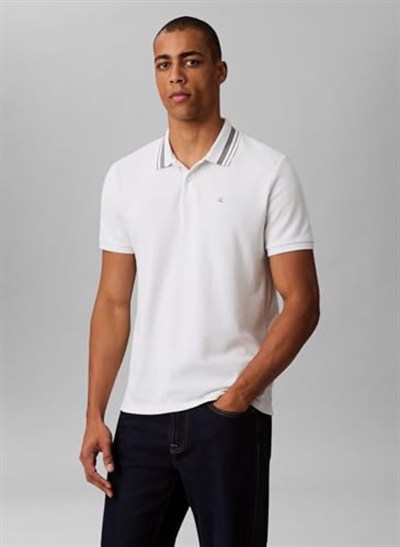 Calvin Klein Erkek Ss Monogram Pique Tipped Polo Lv04rc276g Polos