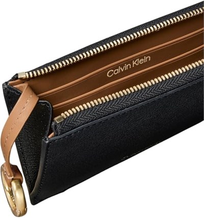 Calvin Klein foil logo top zip cardcase Kadın Cüzdan black/toasted coconut Tek Beden
