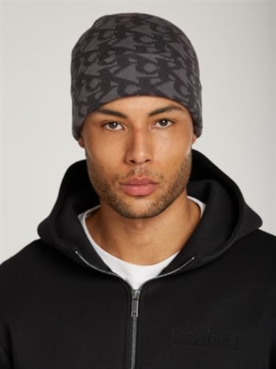 Calvin Klein Jeans Erkek Şapka AOP Beanie, Siyah, Tek Beden