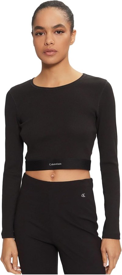 Calvin Klein L/S CROP CREW T-shirt Kadın