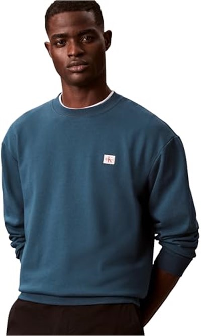 Calvin Klein Ls Eu 350Terry Badge Cn Bisiklet Yaka Sweatshirt, LV04RC273GUB1 - Bedenler: S, M, L, XL