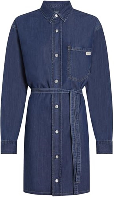 Calvin Klein LYOCELL BELTED DENIM SHIRT DRESS Elbise Kadın