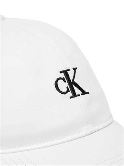 Calvin Klein Monogram Embroıdery Baseball Cap, Beyaz