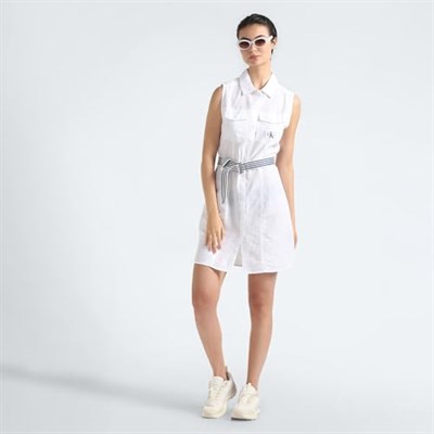Calvin Klein SLEEVELESS COTTON SHIRT DRESS Elbise Kadın