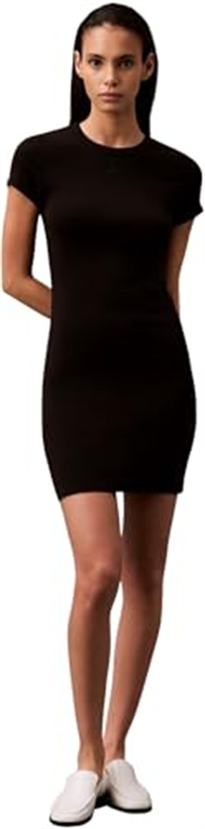 Calvin Klein SS CTN CONTOUR 1X1 RIB SS MINI D Elbise Kadın