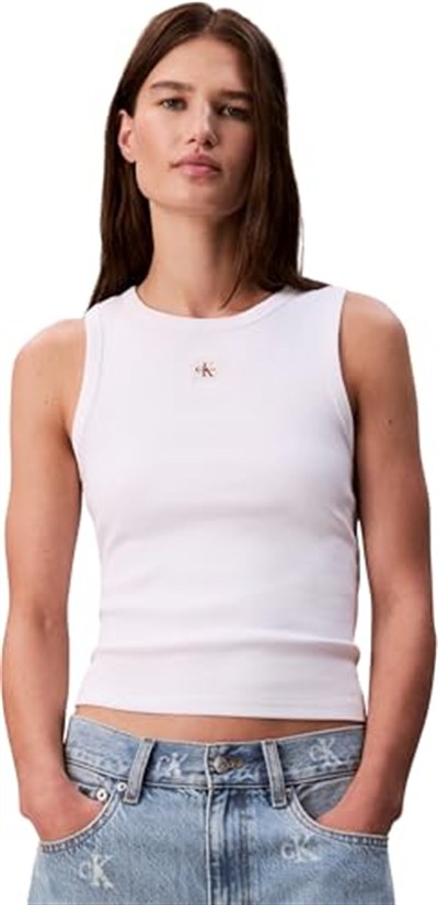Calvin Klein WOVEN LABEL 2X2 BABY RIB TANK Kazak Kadın