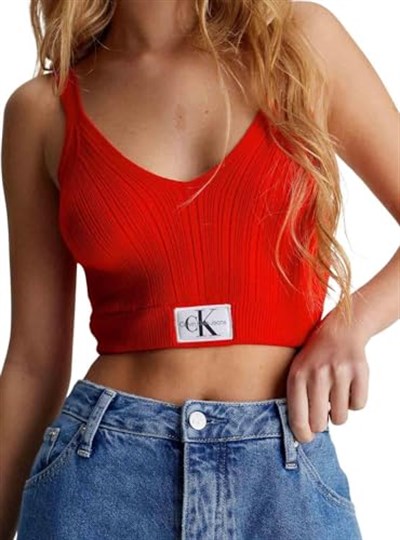 Calvin Klein WOVEN LABEL SWEATER BRALETTE Kazak Kadın
