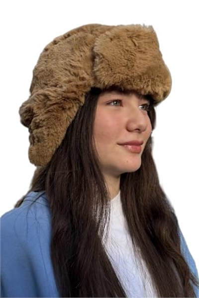 Camel Peluş Pilot Şapka – Kışlık Kulaklıklı Sıcak Tutan Yumuşak Kürk Şapka, Unisex Genç Model