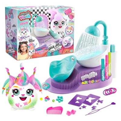 Canal Toys - Airbrush Plush Hairiffic Salon – Çocuklara uygun pelüş hayvan, pille çalışan airbrush, şablonlar ve yıkama istasyonu, yaratıcı ve tekrar kullanılabilir (6 yaşından itibaren)